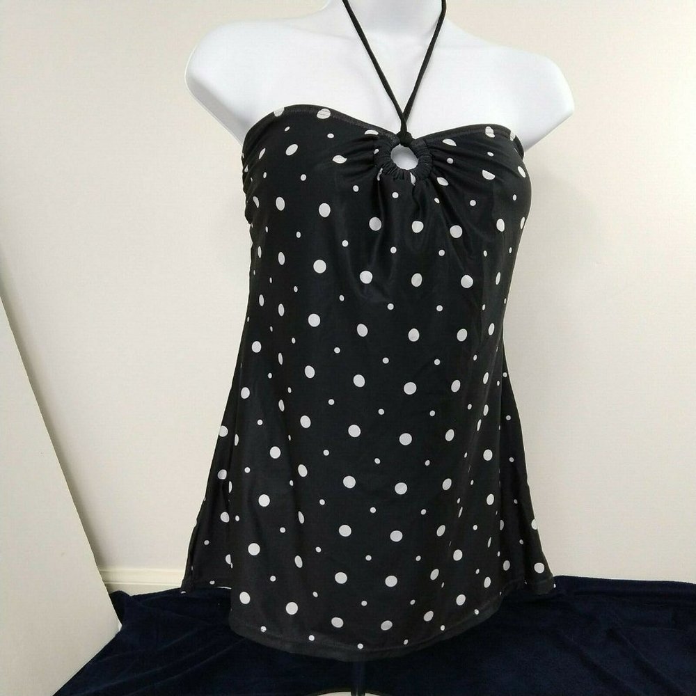 Black And White Polka-dot Maternity Swimsuit Size 12 Two Piece Tankini